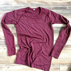 Lululemon Swiftly Long Sleeve size 8 maroon/brick red vintage Lulu like new